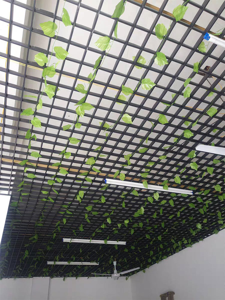 格栅吊顶铝木纹方通铝方通蓝色幼儿园pvc方格塑料天花铝合金吊顶