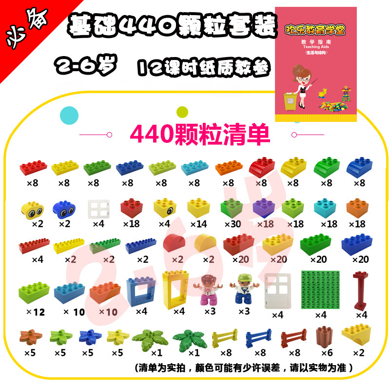 兼容乐高大颗粒生活结构生活基础9090教具440颗粒装