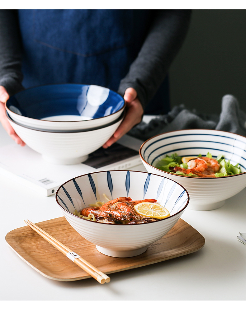 日式陶瓷大号面碗创意斗笠喇叭碗面条碗家用单个拉面碗好看泡面碗