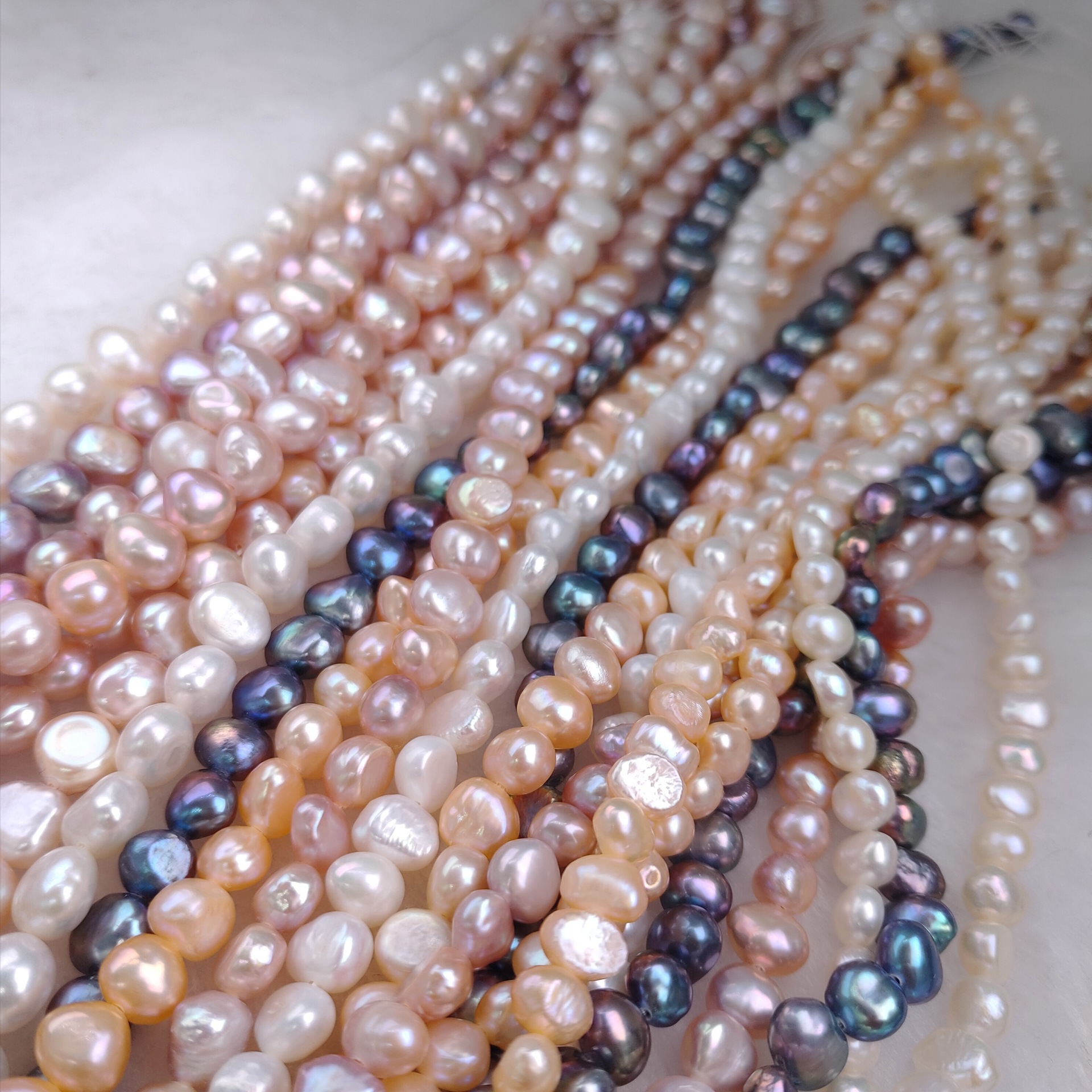 巴洛克异形珍珠 4-9mm天然淡水两面光横孔彩色珍珠散珠 diy配件