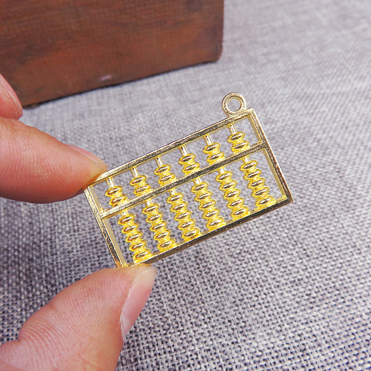 42mm风水金色小算盘摆件 合金热卖算盘批发 手机壳装饰配件金算盘