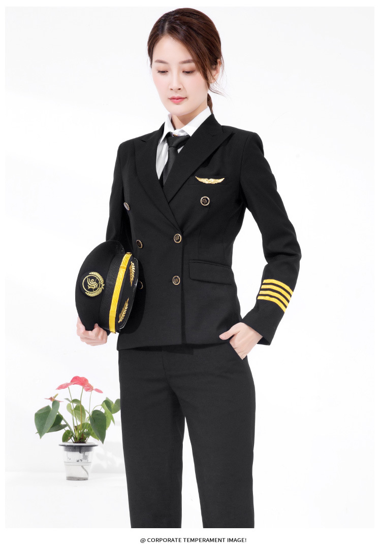 机长航空制服飞行员制服酒店双排2扣工作服女乘务员职业西装外套