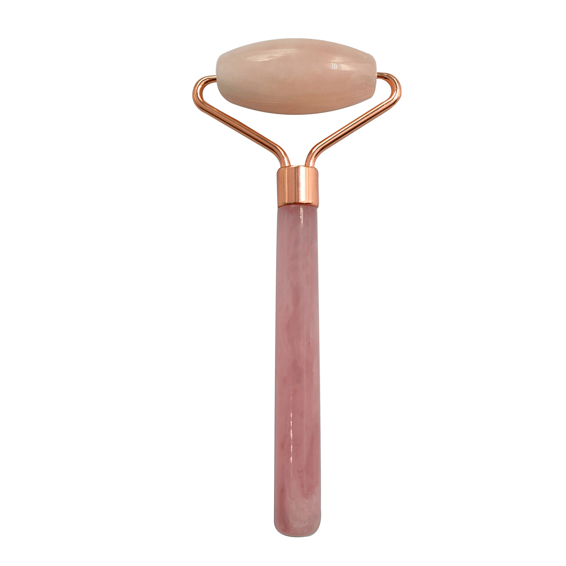 跨境新品树脂柄滚轮按摩棒 粉晶玉石美容棒手动滚轮脸部美颜棒