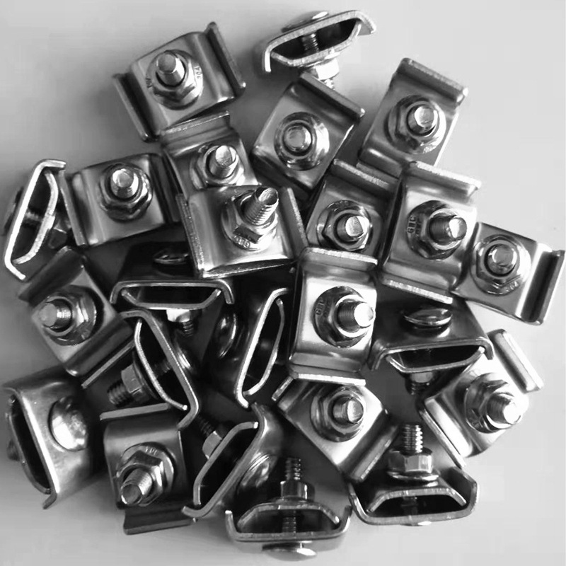 厂家直供网格桥架固定配件连接卡扣 线槽网片夹螺丝 钢网扣锁