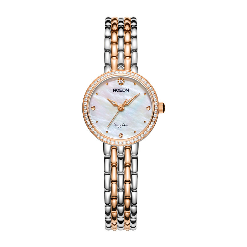 劳士顿正品女士石英手表防水时尚休闲薄款彩贝带钻女表3261l