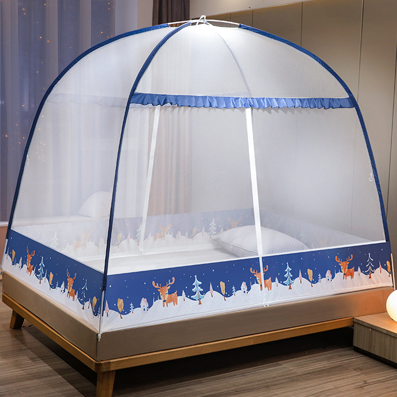 Installation-Free Household Yurt Mosquito Net Foldable Thickened Dome Full Bottom Double Bed 2.0 Tent Mosquito Net Free Shipping