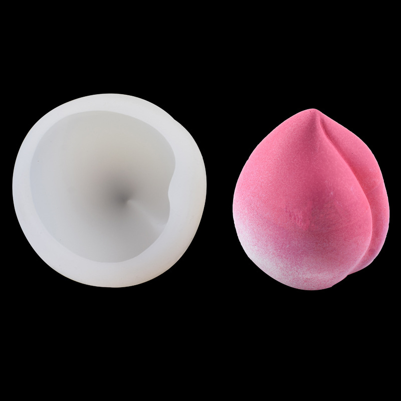 桃子水果立体寿桃硅胶模具 蛋糕diy肥皂蜡烛摆件火锅油模具