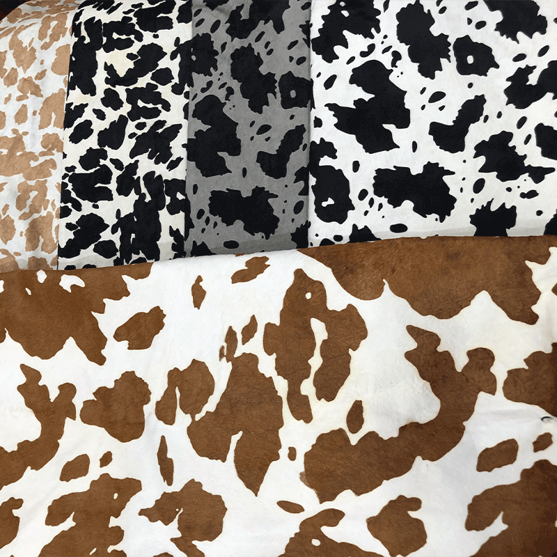 厂家现货 真马毛皮 服装箱包皮料 头层真牛皮 奶牛纹皮毛一体批发