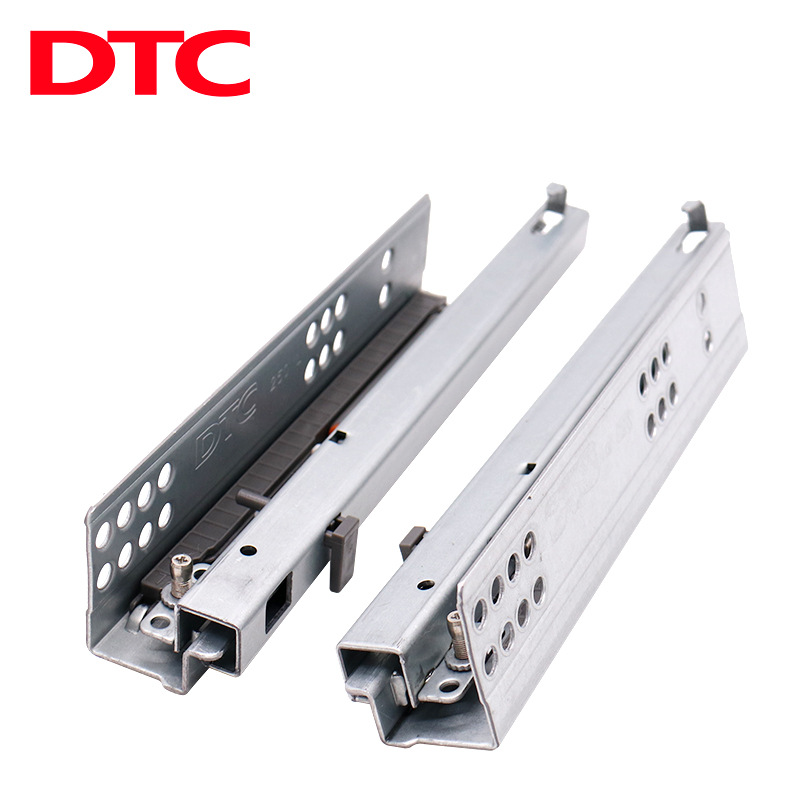 公司办公桌抽屉三节滑轨 橱柜托底阻尼缓冲滑轨 静音加厚托底导轨