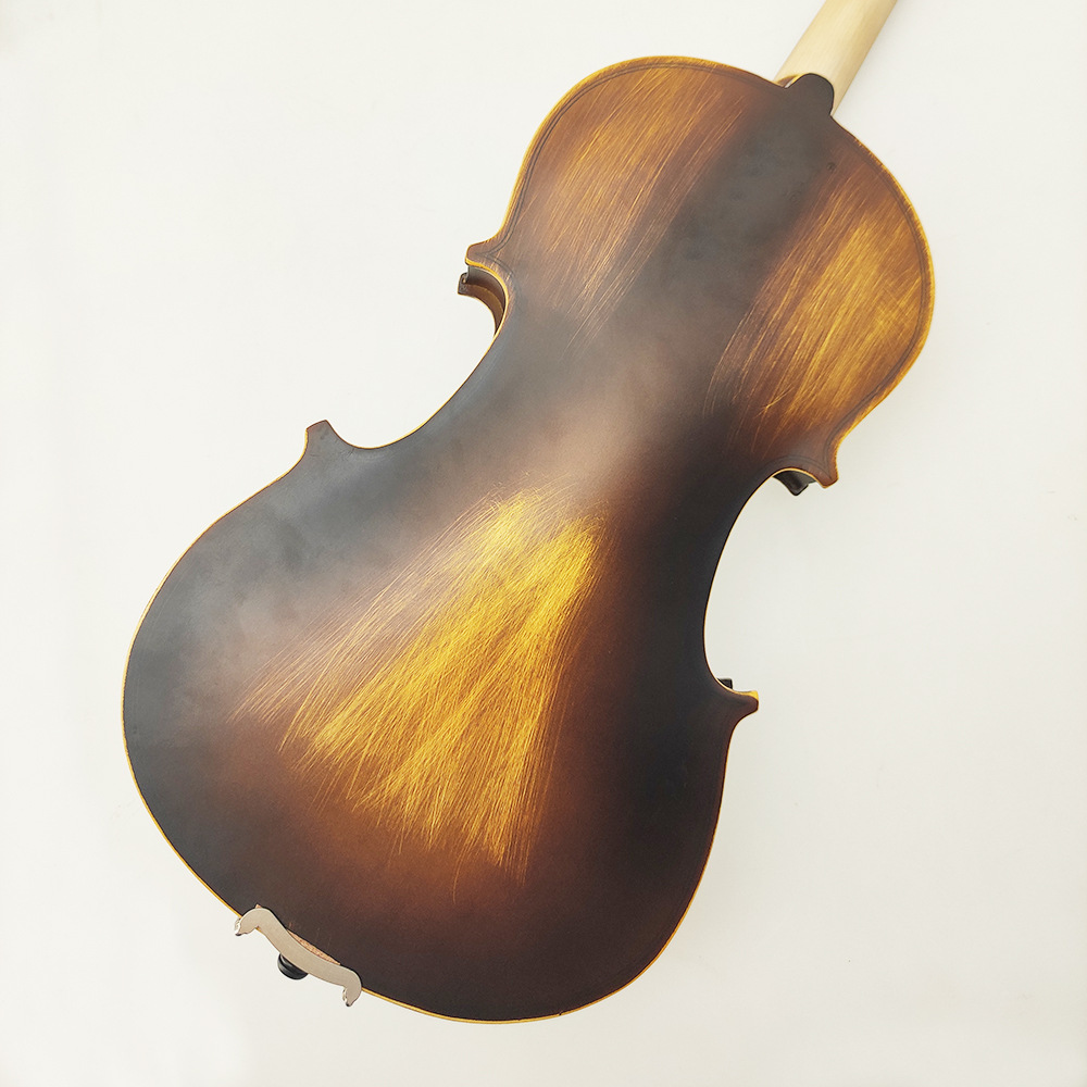 厂家直销上等椴木复古色哑光4/4小提琴学生初学者练习适用