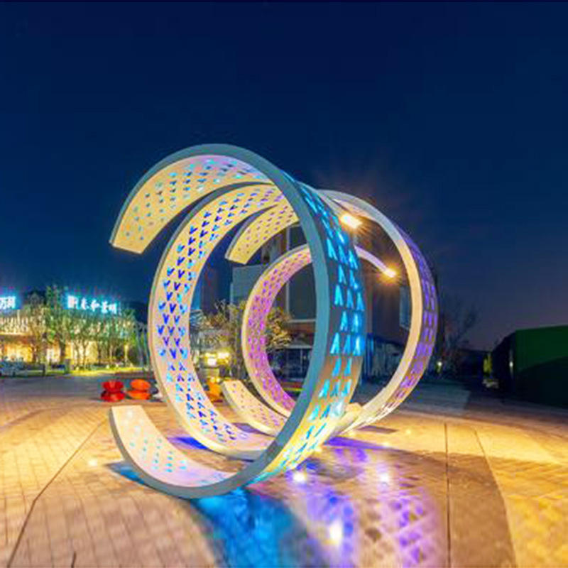 广场景区不锈钢雕塑  金属镂空夜景灯光雕塑 创意景观雕塑小品