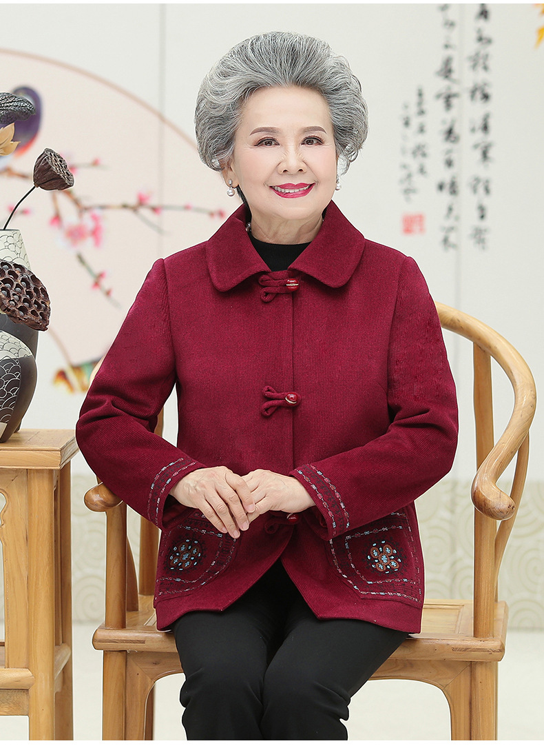 老年装女60岁奶奶装上衣春秋外套喜庆2020年秋季新款开衫厂家直销