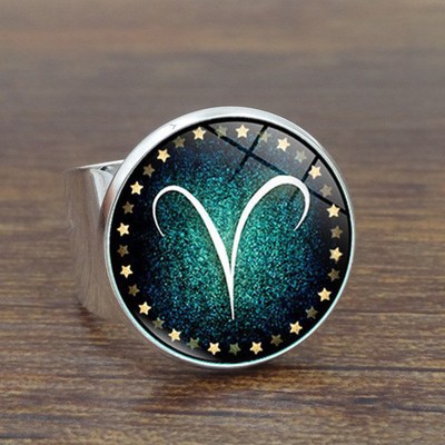 韩版时尚十二星座戒指女学生网红开口可调节指环日韩百搭夜光饰品