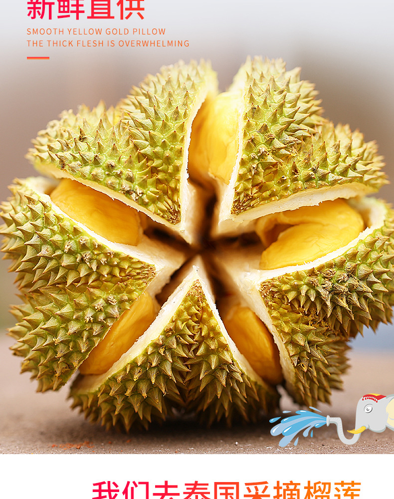 包邮泰国榴莲金枕榴莲新鲜带壳整颗个甲仑巴掌新鲜应当季水果现货
