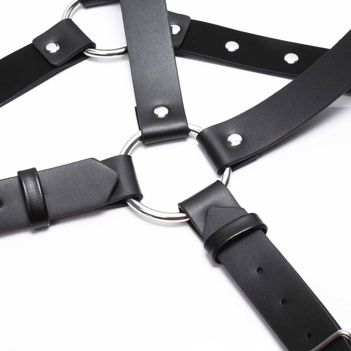 工厂直销批发新款欧美束缚性爱服饰男款黑色皮革针扣束缚胸带