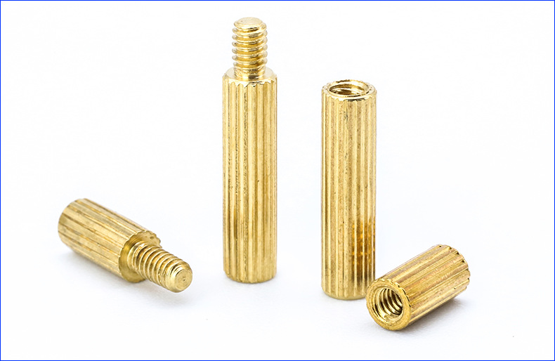 420pcs单双通圆形滚花铜柱套装阴阳pc隔离柱直通支撑螺丝柱盒装m2