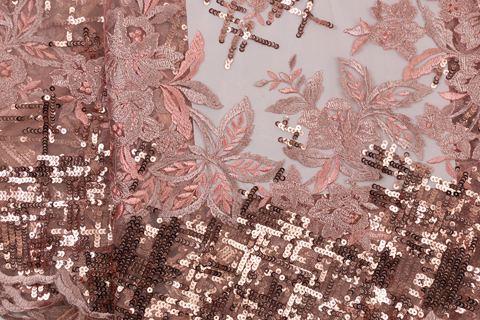 绣花布珠片布亮片绣电脑刺绣非洲花边african net lace