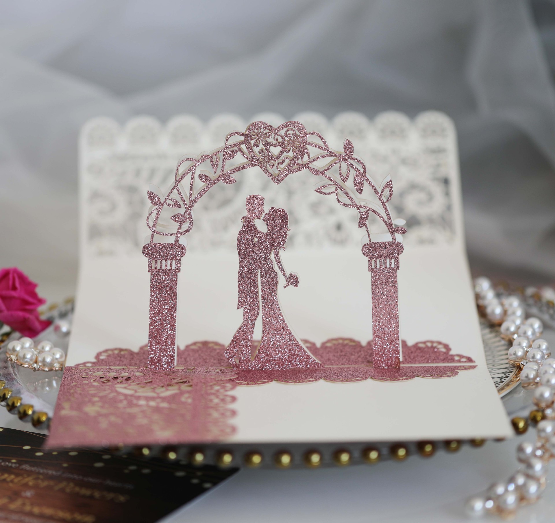 金葱纸250g请柬不发黄 节日祝福卡 立体贺卡 激光镂空结婚邀请函-阿里