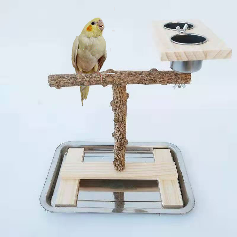 鹦鹉用品 鸟架子 花椒木站架 桌面台式训练玩具 带托盘站杆 批发
