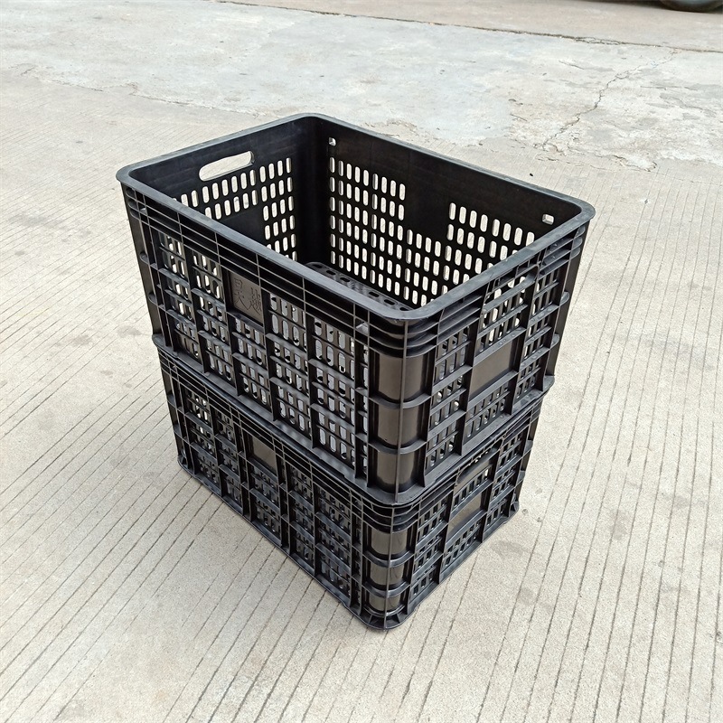 生产供应一次性黑色葡萄筐hdpe加厚型黑色周转箩610*420*315大号