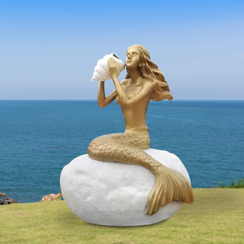海洋主题美人鱼大型景观雕塑 户外抽象简约人物雕塑 公园铜雕摆件