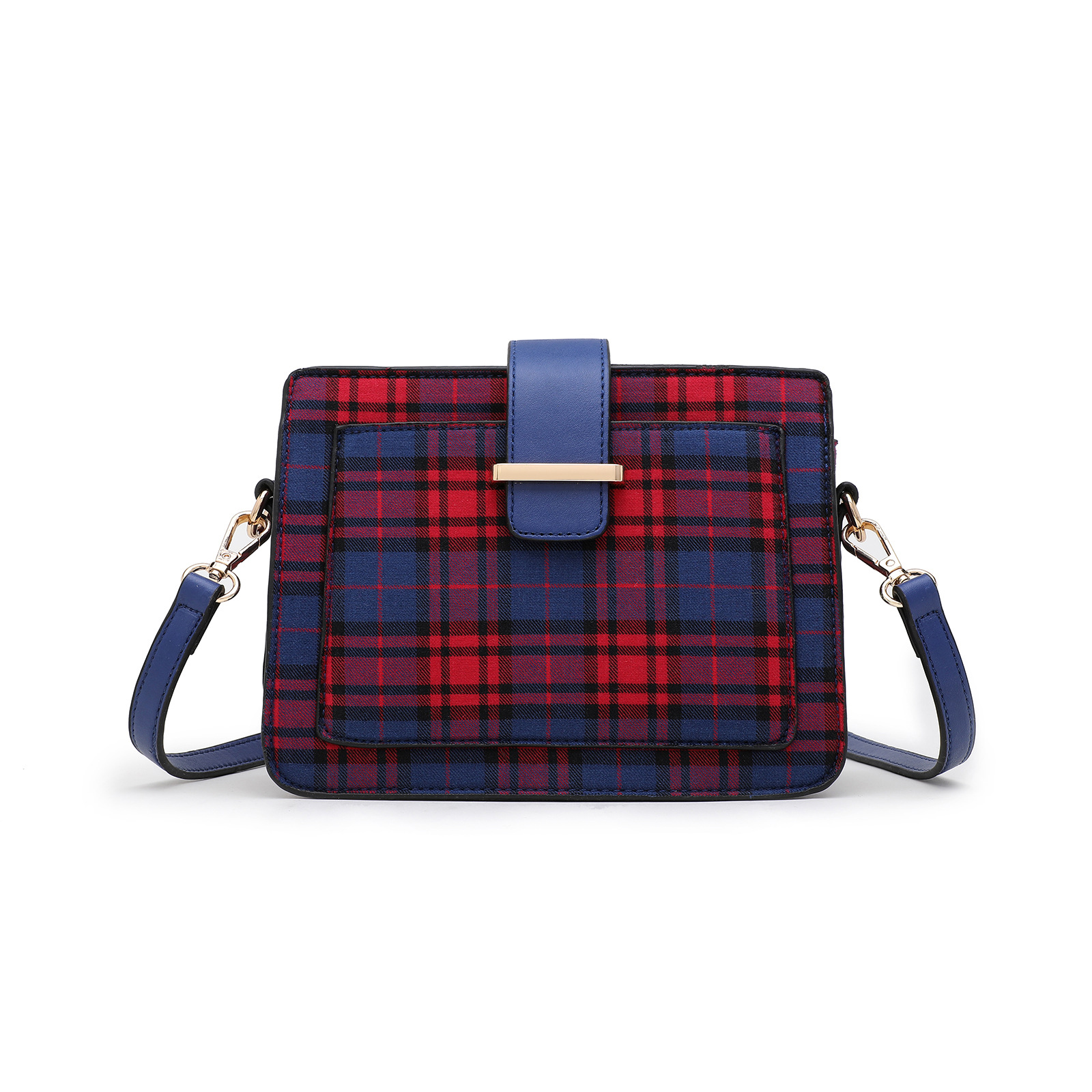 跨境货源欧美风范格子纹包包经典苏格兰格纹女斜挎小方包