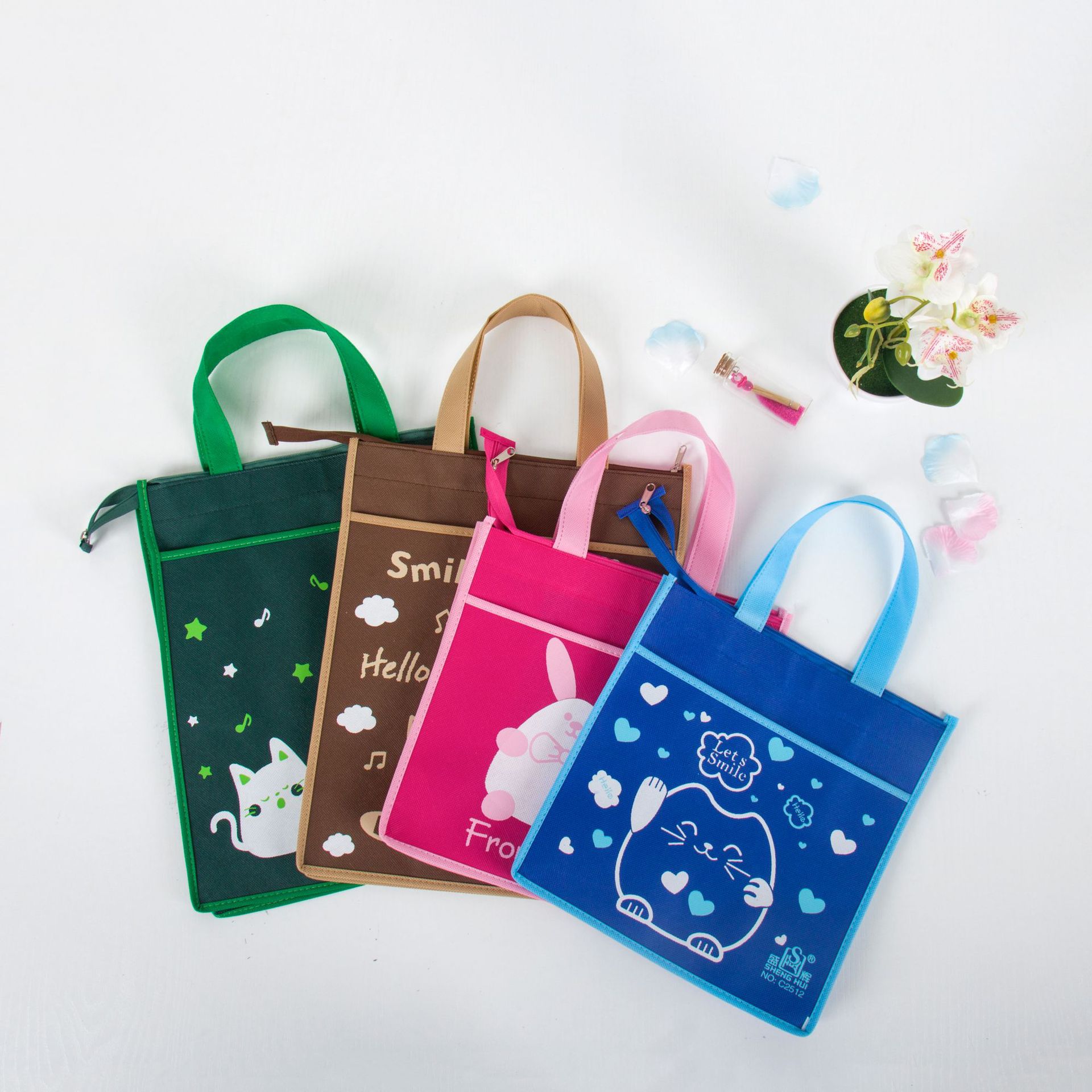 无纺布拉链袋儿童加印可爱单面家纺包装袋加印培训机构袋子