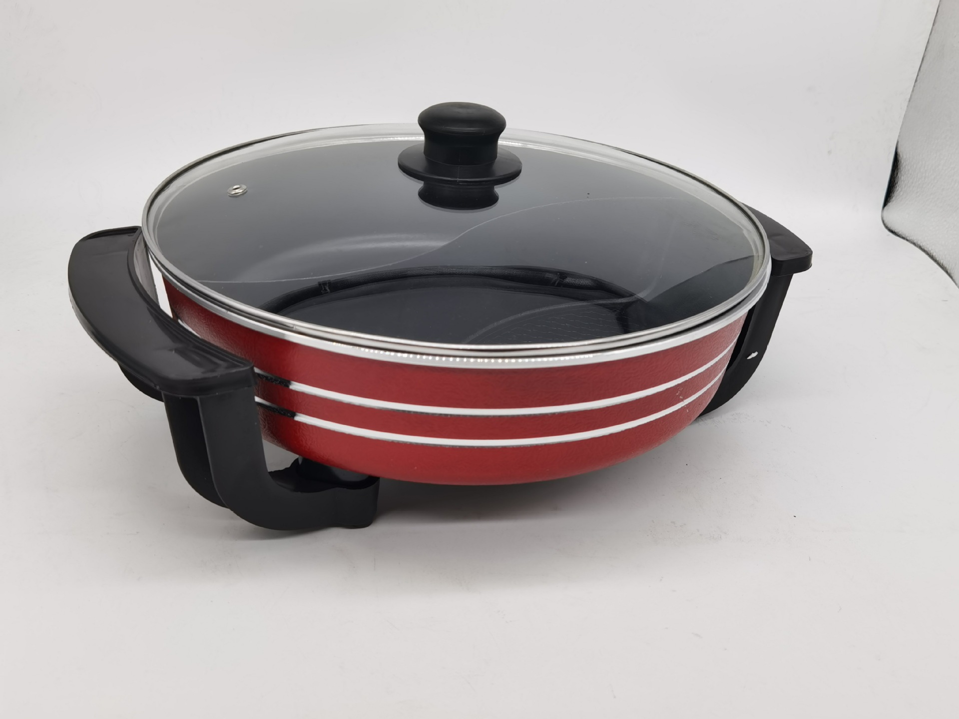 多功能电鸳鸯锅韩式圆形电热火锅速热汤锅红双喜家用大容量电煮锅