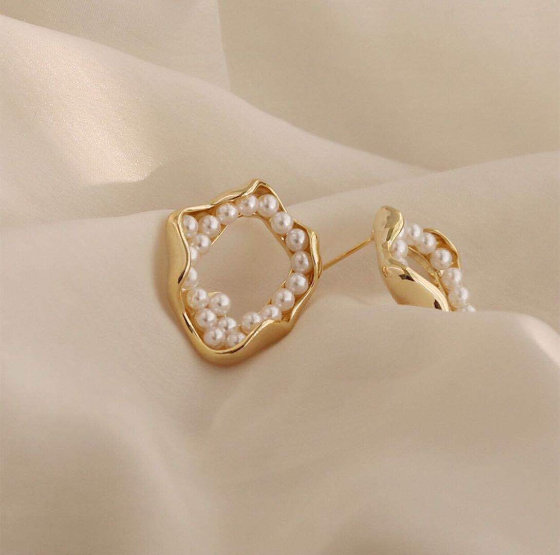 s925银针海螺珍珠耳钉个性冷淡风简约大牌设计感复古港风耳饰耳环