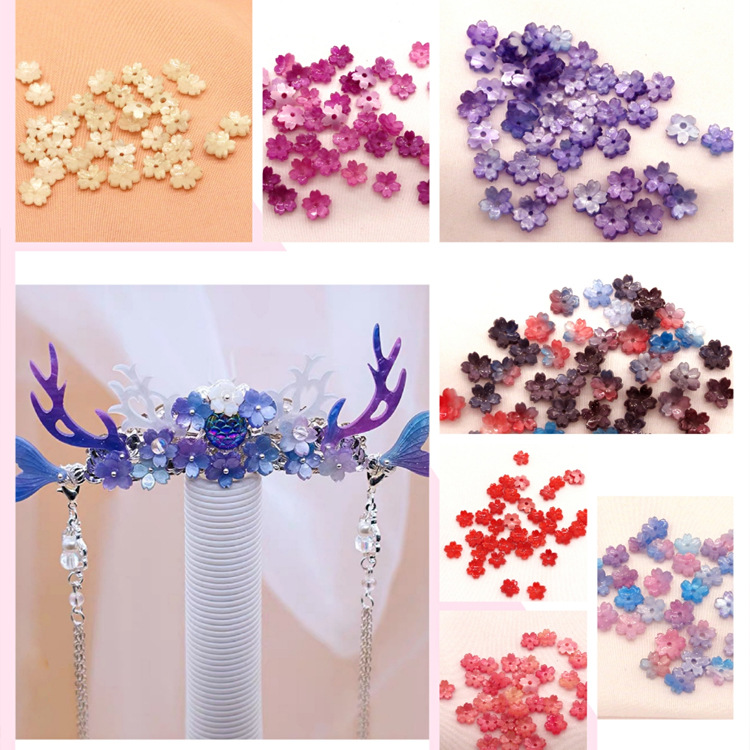 Accessories Resin Petal Hairpin Vintage Antique Material Acetic Acid Accessories Acetic Acid Hair Accessories Hairpin Accessories Scattered Beads