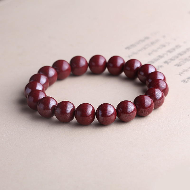 Natural Raw Ore Cinnabar Bracelet Female Single Circle Purple Gold Sand Buddha Beads Red Birth Year Men and Women Jewelry Bracelet