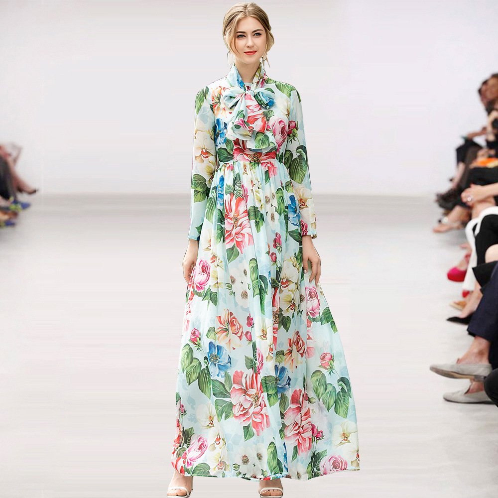 玫瑰花腰带连衣裙图片