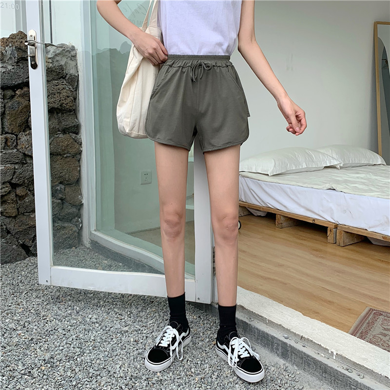 少女居家休闲显腿长纯色超短裤女高腰运动跑步热裤学生松紧腰裤子