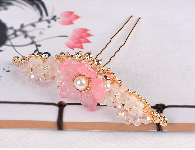 汉服头饰发簪耳环全套古风发冠套装步摇古装边夹簪子