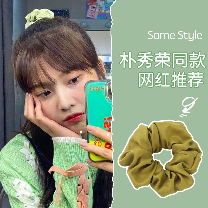 Jk Large Intestine Hair Band Pork Intestine Circle Ins Simple Plaid Intestine Head Rope Retro French Satin Brandy Hair Accessories