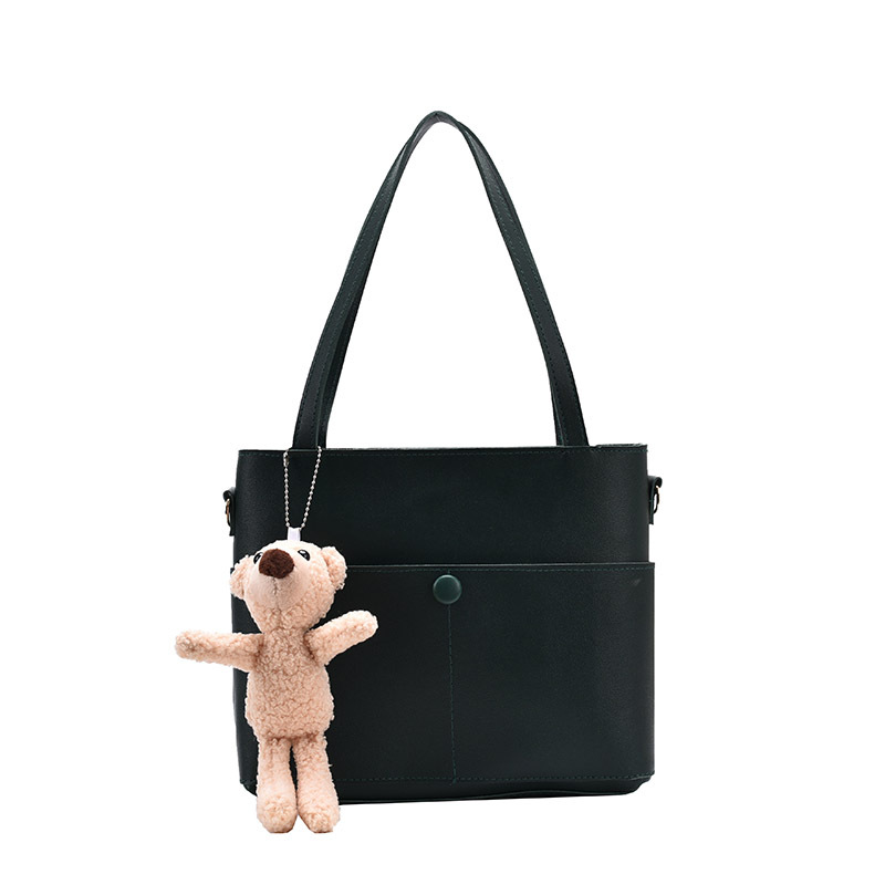 Bear Pendant 2020 New Trendy Women's Bags Portable Shoulder Bag Fashionable Simple and Elegant Travel Mother Bag