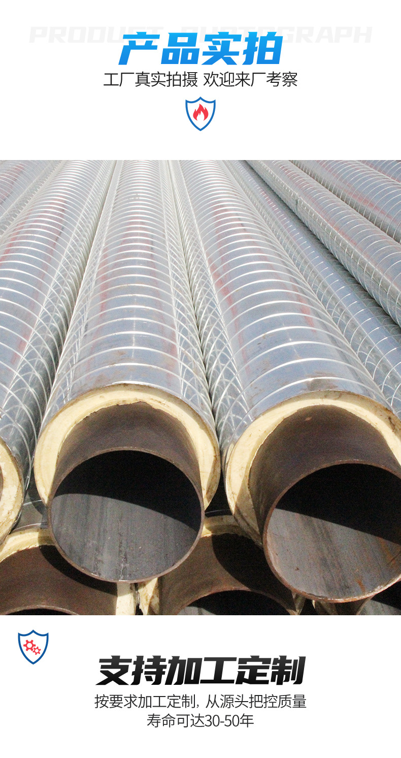 镀锌铝皮架空保温管 预制聚氨酯保温管 热力发泡保温管道