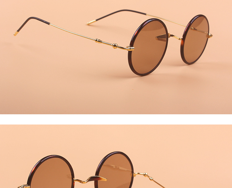 新豹隆水晶太阳眼镜圆形全框玳瑁色合金腿男女款支持订制厂家直供