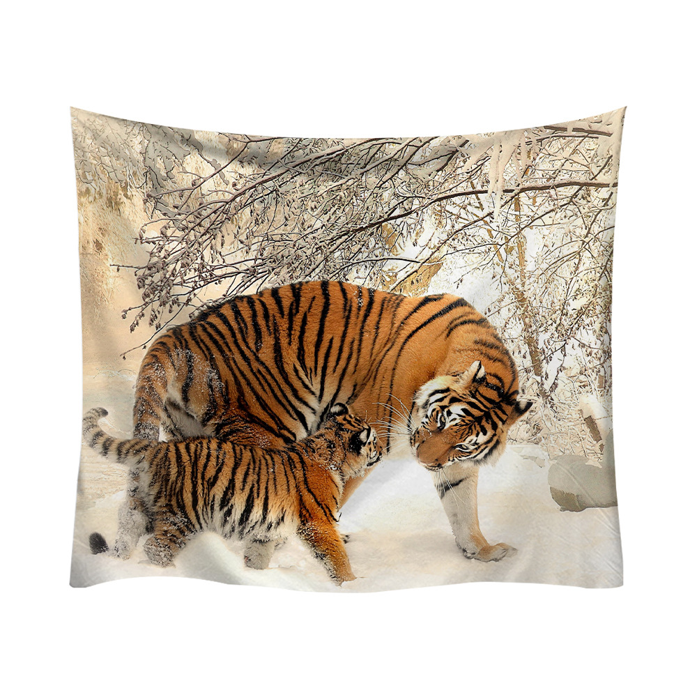 亚马逊 ins老虎挂布网红背景布可爱小猫虎挂毯欧美家居用品 定制