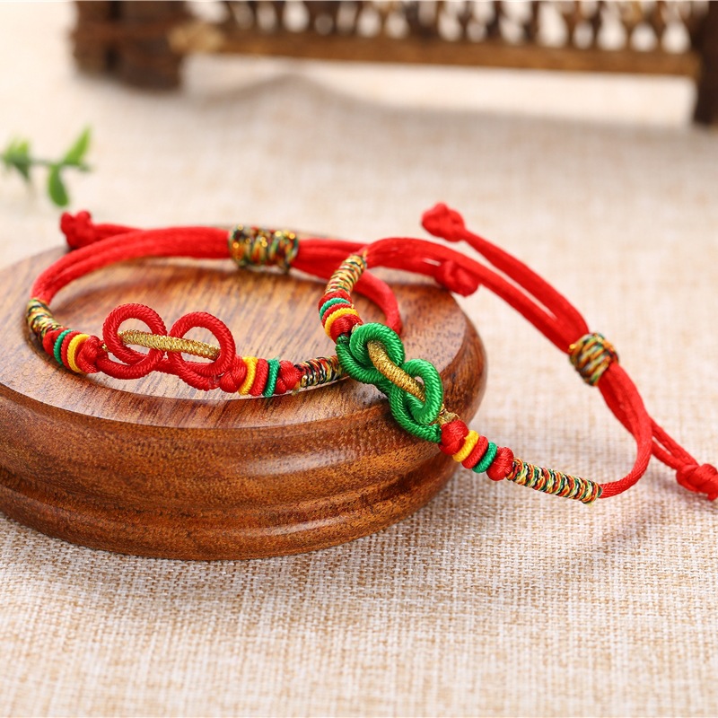 本命年红绳如意扣祥云结手链手工编织男女情侣转运简约手链饰品