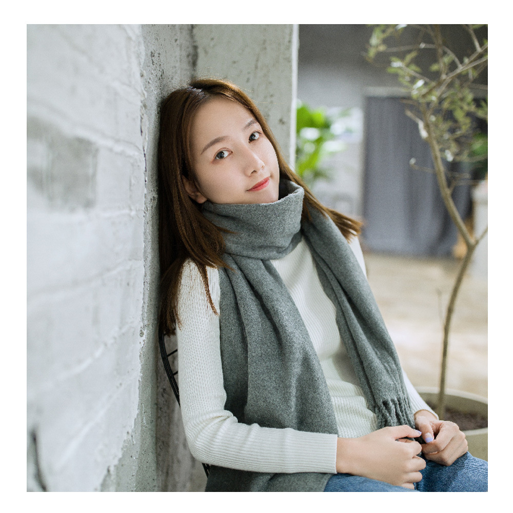 2022 New Knitted Wool Solid Color Scarf for Women Autumn and Winter Imitation Cashmere Korean Annual Meeting Scarf Wholesale Spot