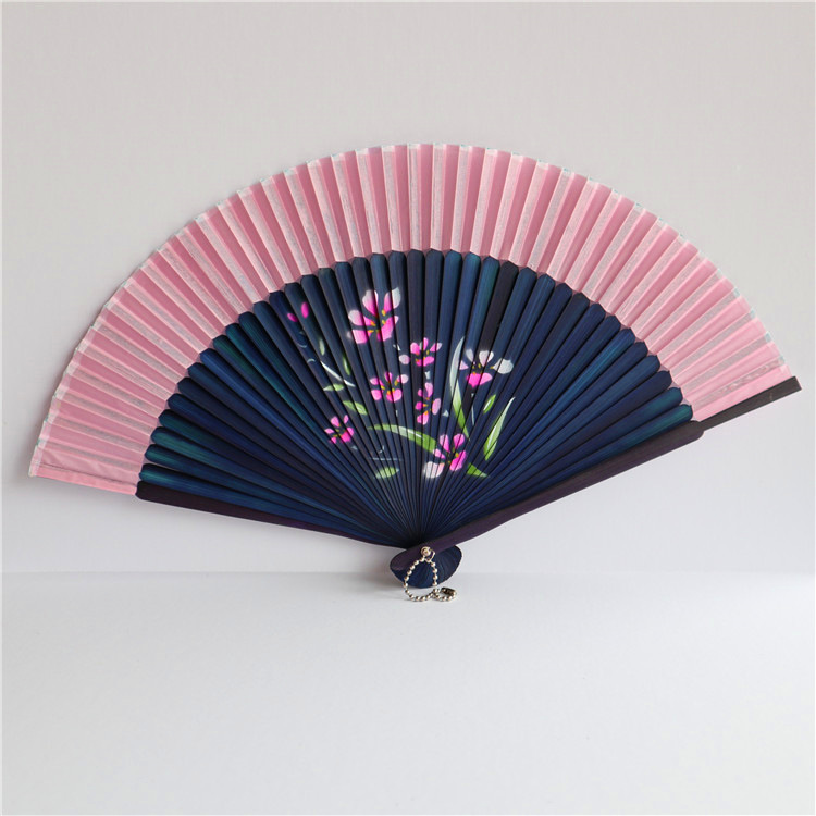 韩国民俗进口绸布折扇朝鲜族风情折叠工艺品扇子舞蹈演出传统扇子