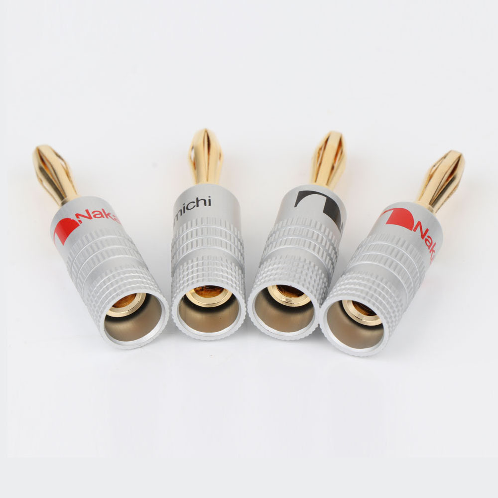 4mm纯铜镀金音箱香蕉头接头免焊接线柱喇叭音响线插头功放机弯头