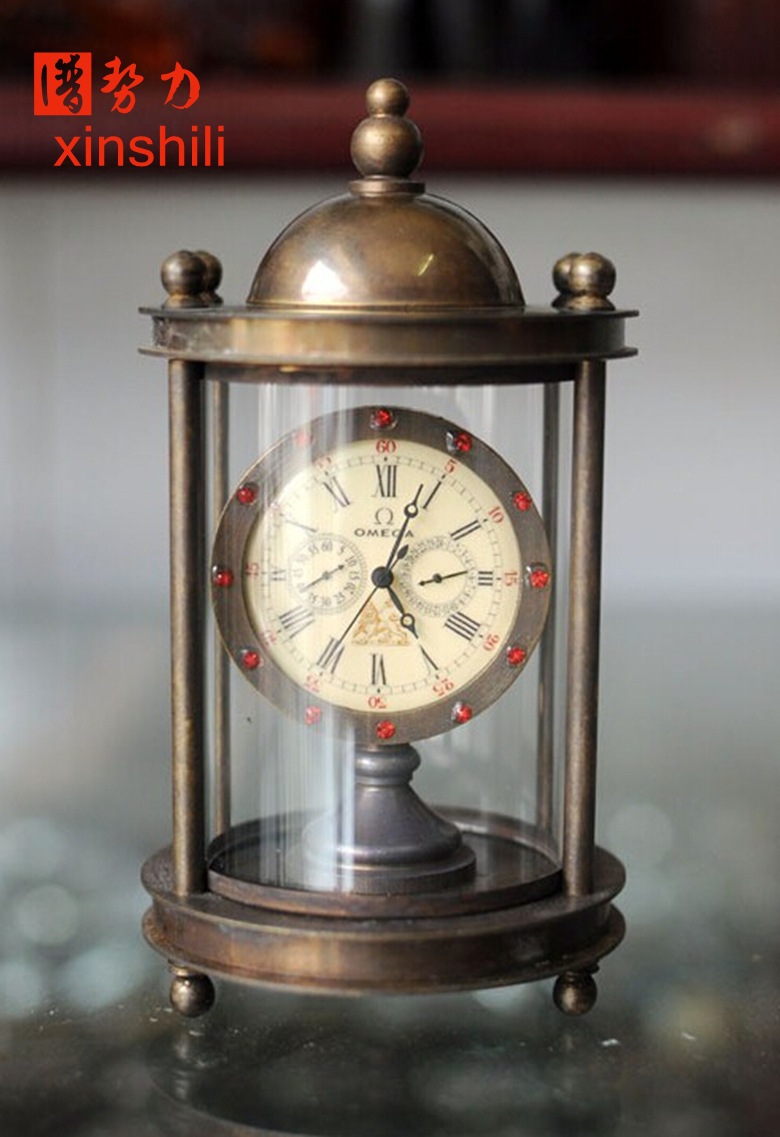 祥龙观古玩欧米伽老钟表收藏古董老铜器机械座钟古玩杂项摆件