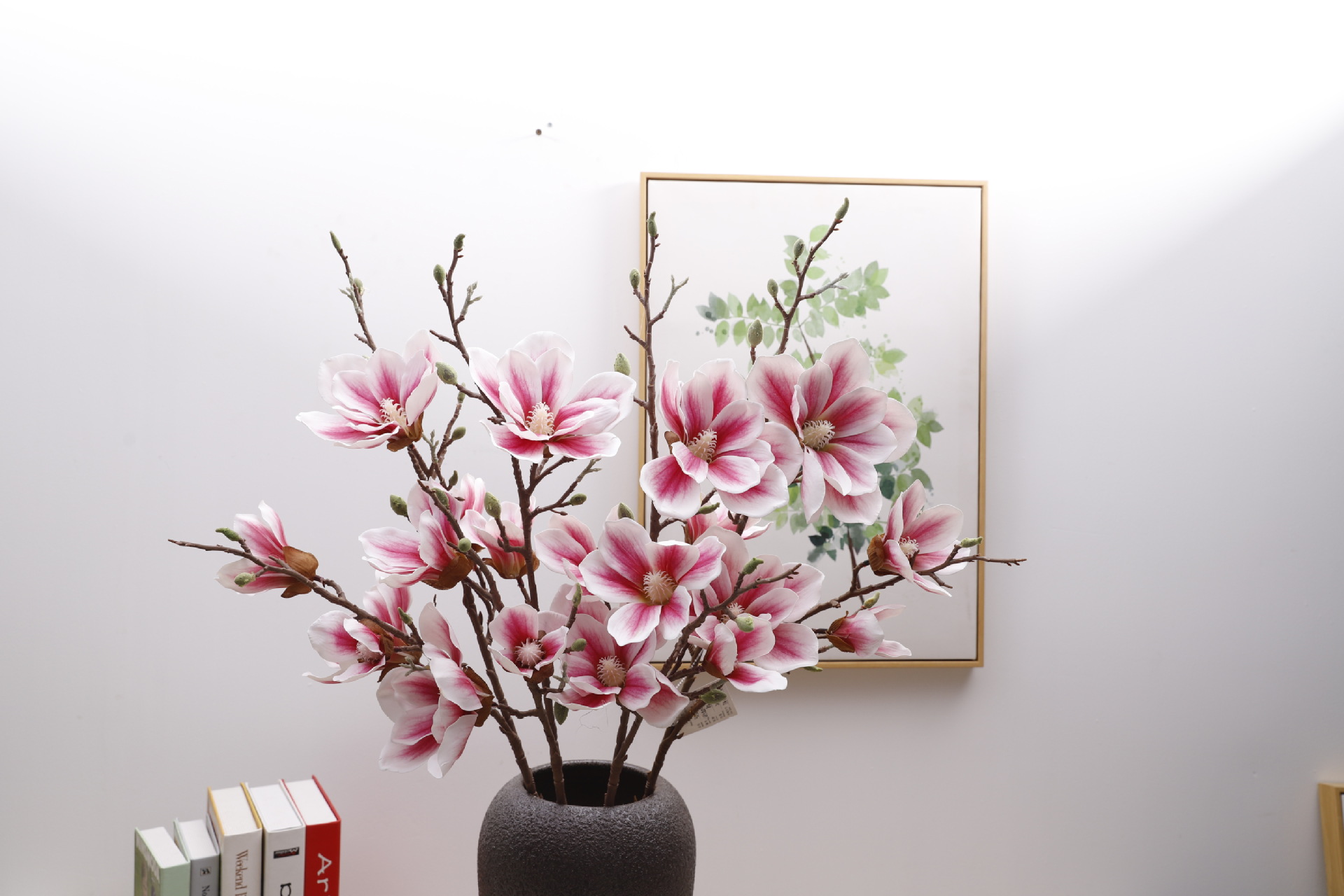 批发3d5头玉兰仿真花室内软装单支玉兰花摆件酒店客厅餐桌花装饰