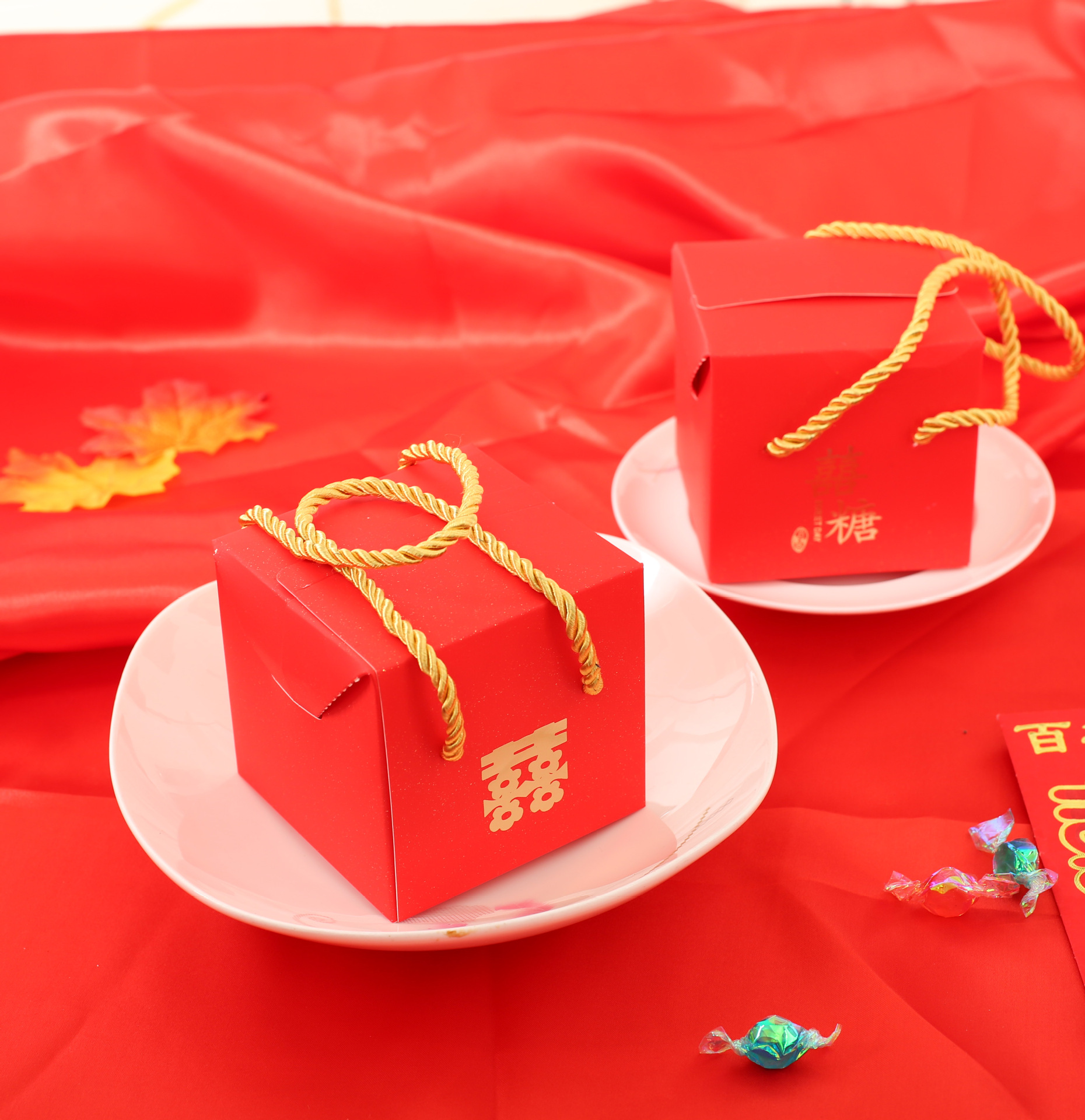 结婚用品喜糖盒方形纸盒 礼品盒回礼糖盒 浪漫中式婚礼糖果包装盒