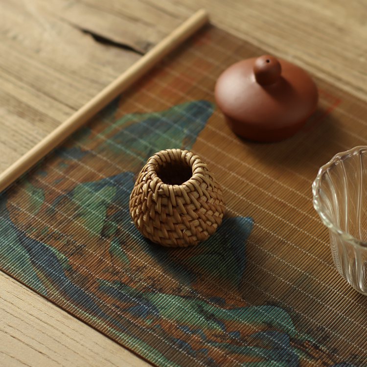 手工老秋藤茶盖托 秋藤盖置 藤编茶具 功夫茶配件壶盖架 厂家直销