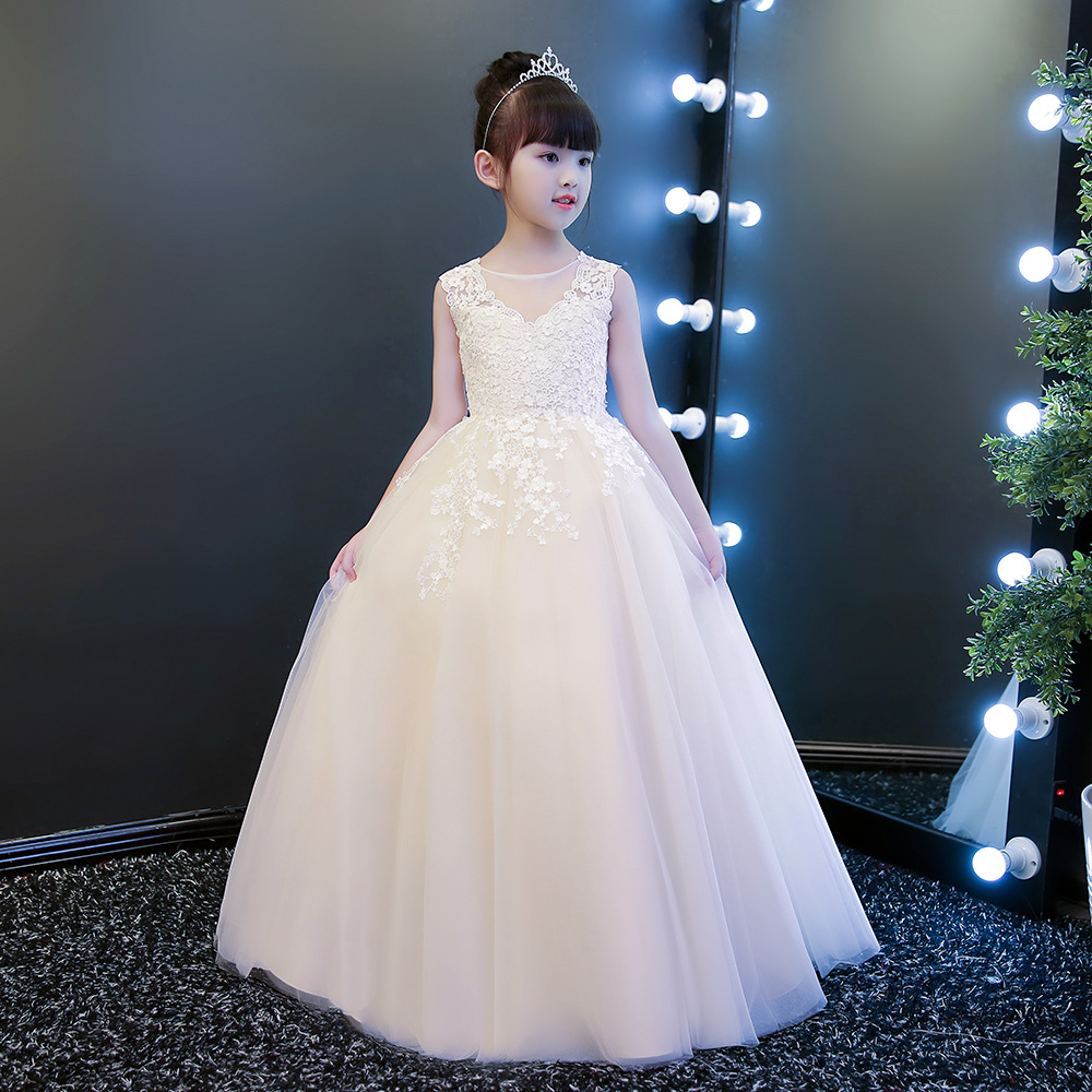 公主裙女童礼服裙儿童婚纱裙生日礼服女主持人钢琴演出礼服蓬蓬纱