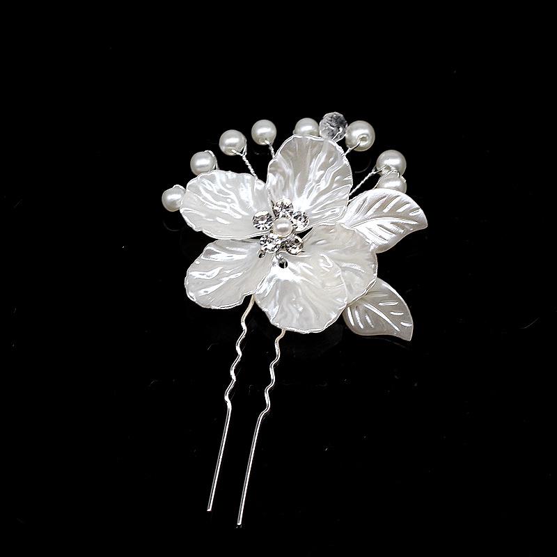 工厂直销新娘发饰 韩版手编贝壳花花朵发簪发钗 跨境平台热卖配饰