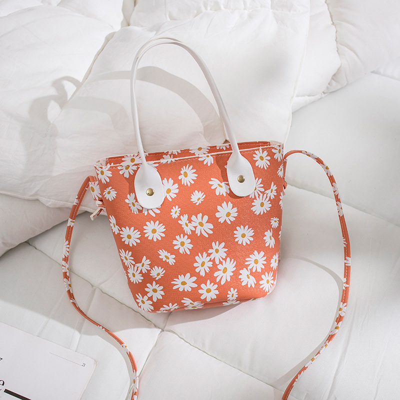 Simple Anti-Aging Daisy Print Portable Bag Large Capacity Shopping Bag Women's Bag Fashion Trend Crossbody Shoulder Bag Batch